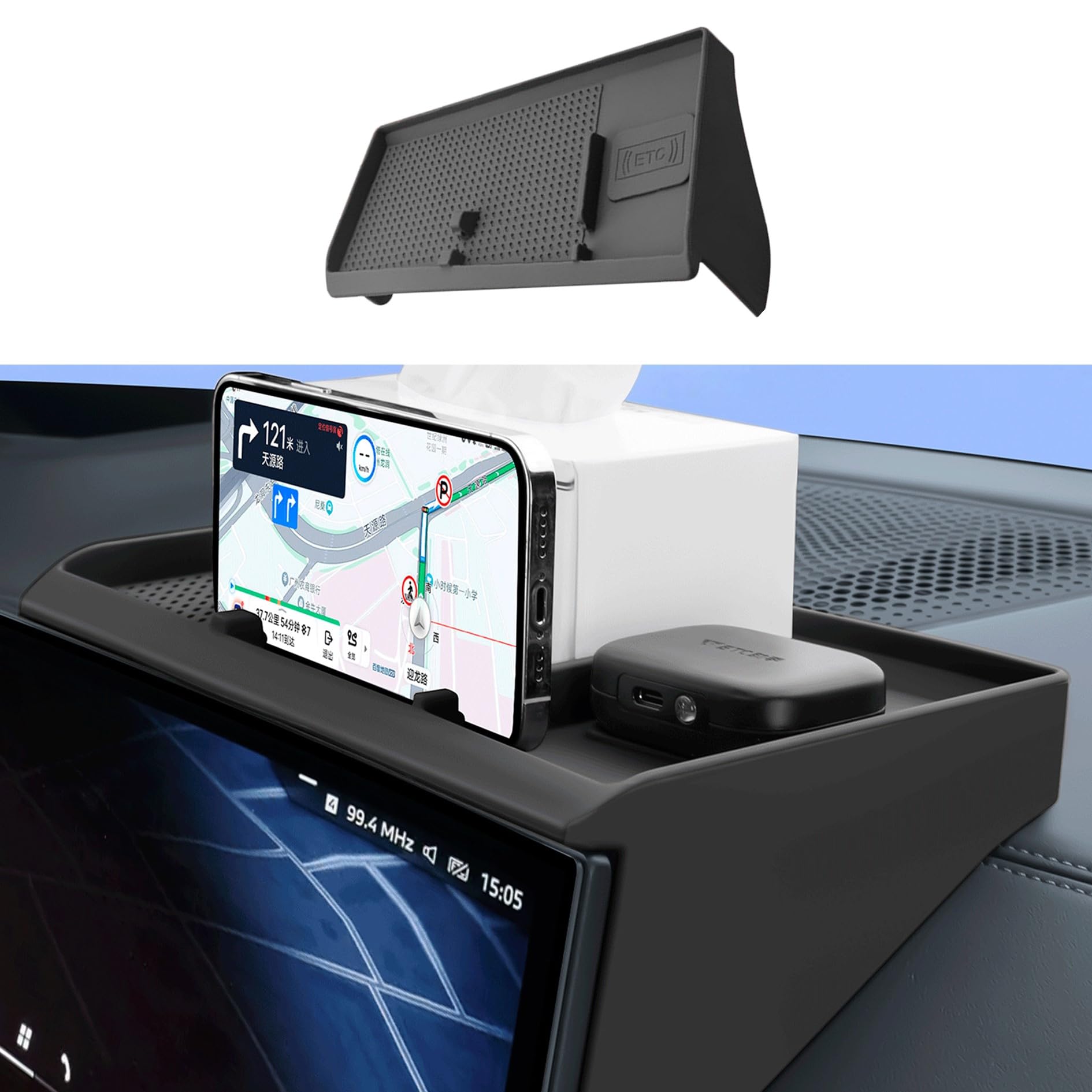 Silicone Dashboard Organizer Tray Compatible with BMW X5/X6/X7 2023 2024 2025 2026, Screen Back Display Box for BMW X5 2023-2026, Sunglasses Holder Phone Mount Dash Organizer, LHD Only