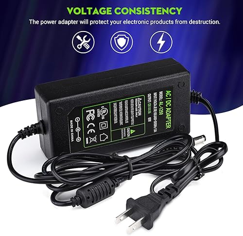 Miniatura 4 de TOBWOLF Adaptador de fuente de alimentación CC de 12 V 5 A 5060 Hz enchufe de EE UU cable de alimentación de 62 pies CA de 100-240 V a CC 12 V 5 A