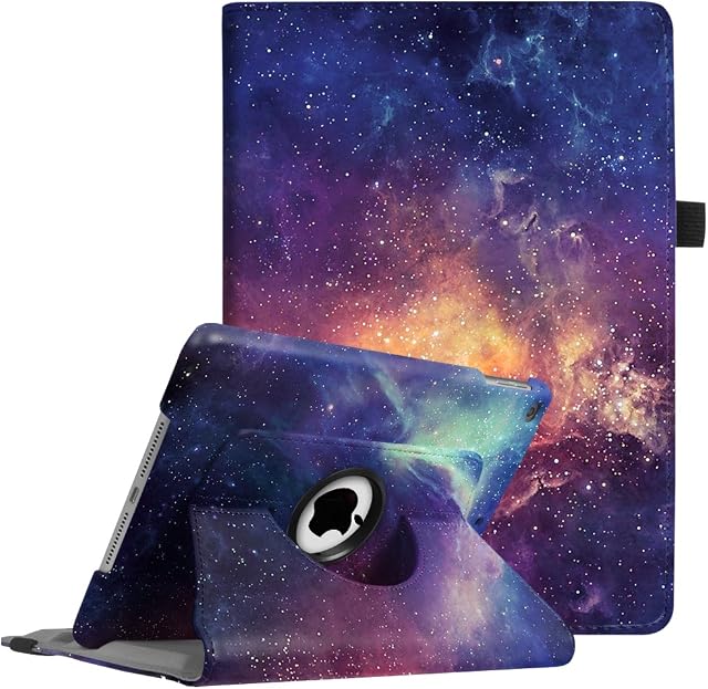 FINTIE Rotating Case Compatible with iPad 6th Generation (2018)/ iPad 5th Generation (2017)/ iPad Air 2/Air 1-9.7 Inch 360 Degree Swivel Stand Protective Cover, Auto Wake/Sleep, Galaxy