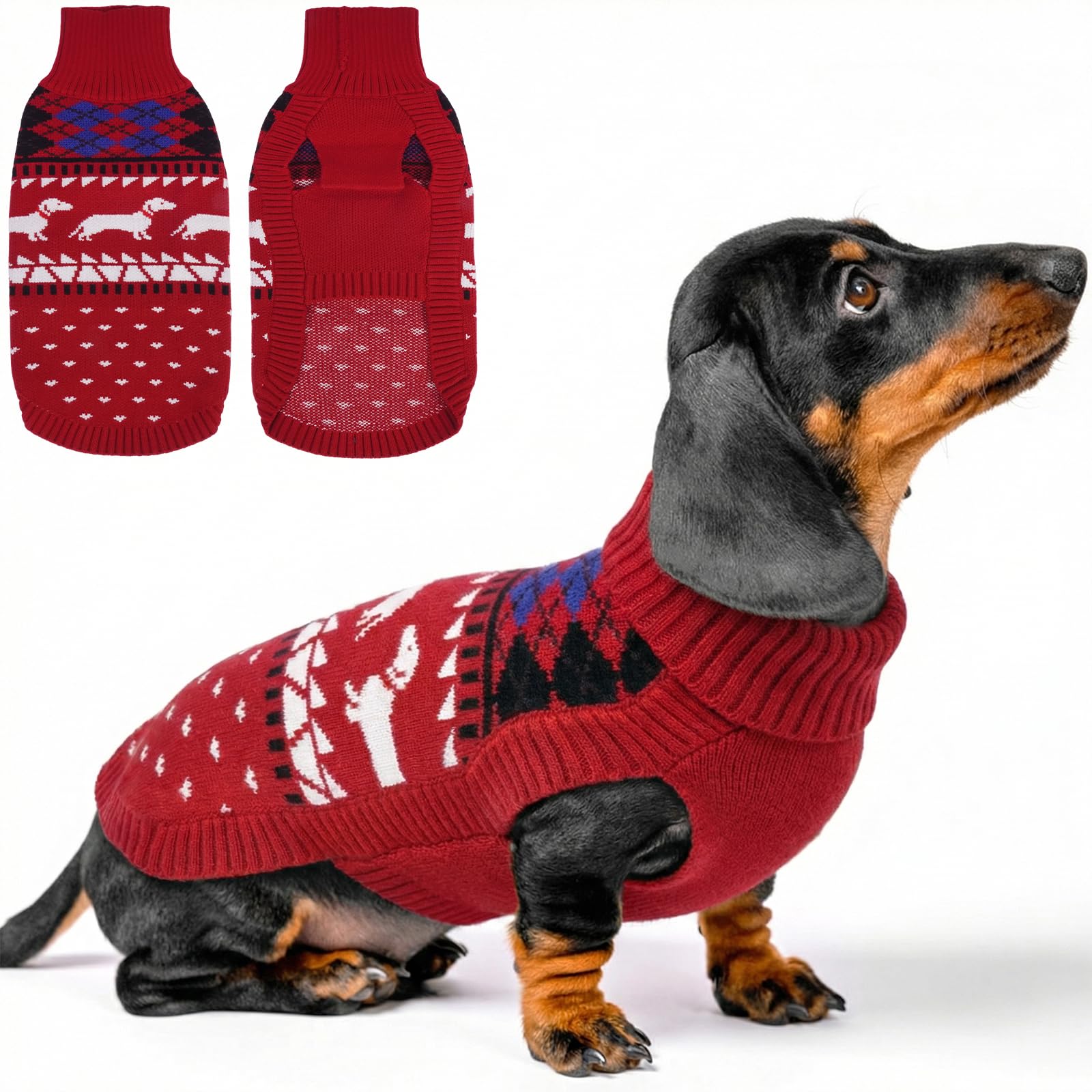 Lelepet Dog Jumper for Dachshund, Turtleneck Pullover for Small Dogs — image 1