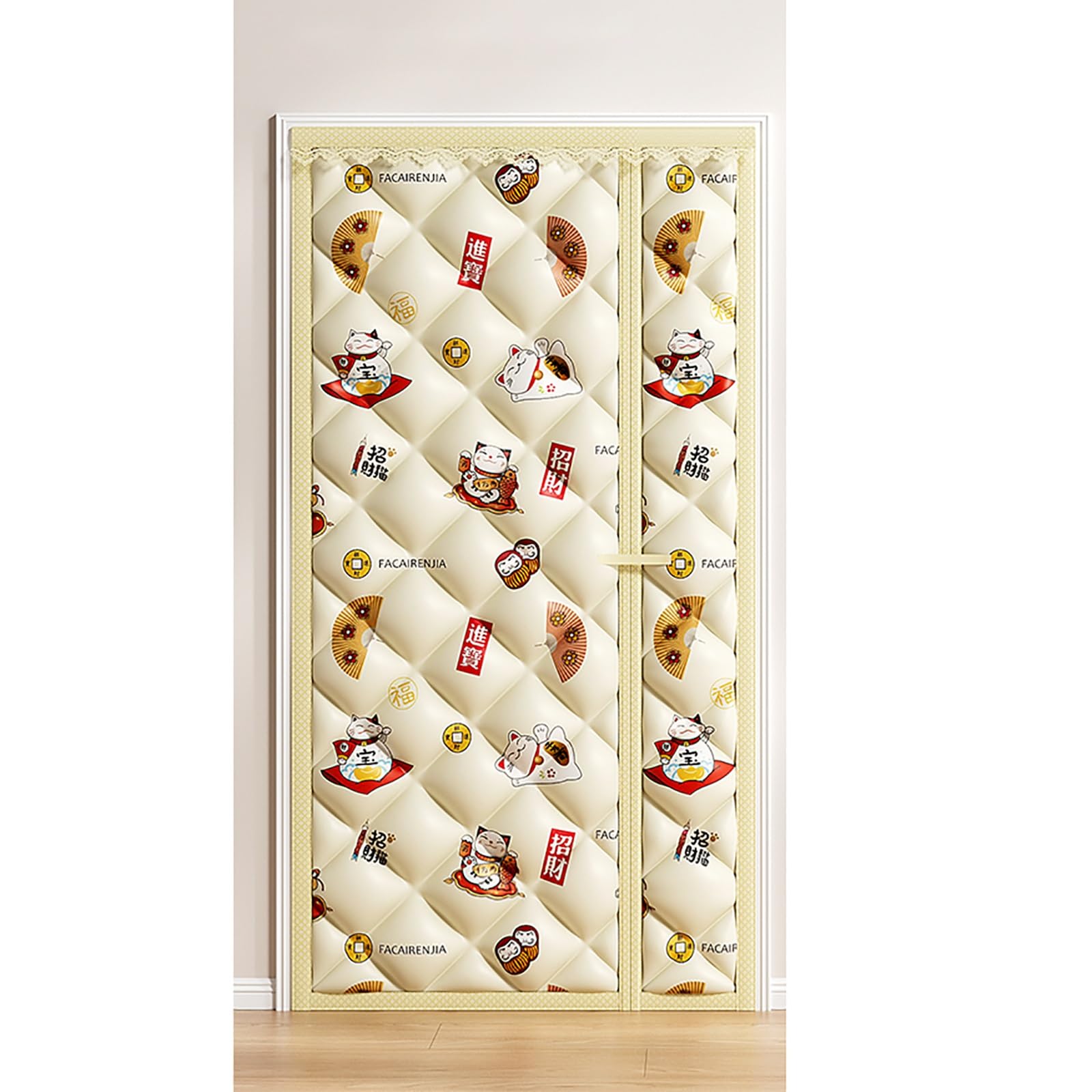VFDVSWZSA door curtain, with Windproof Buckle, Warm and Thermal Insulation in Winter, Soundproof Cotton Door Curtain(Beige,140 * 220cm/55.1 * 86.6in)