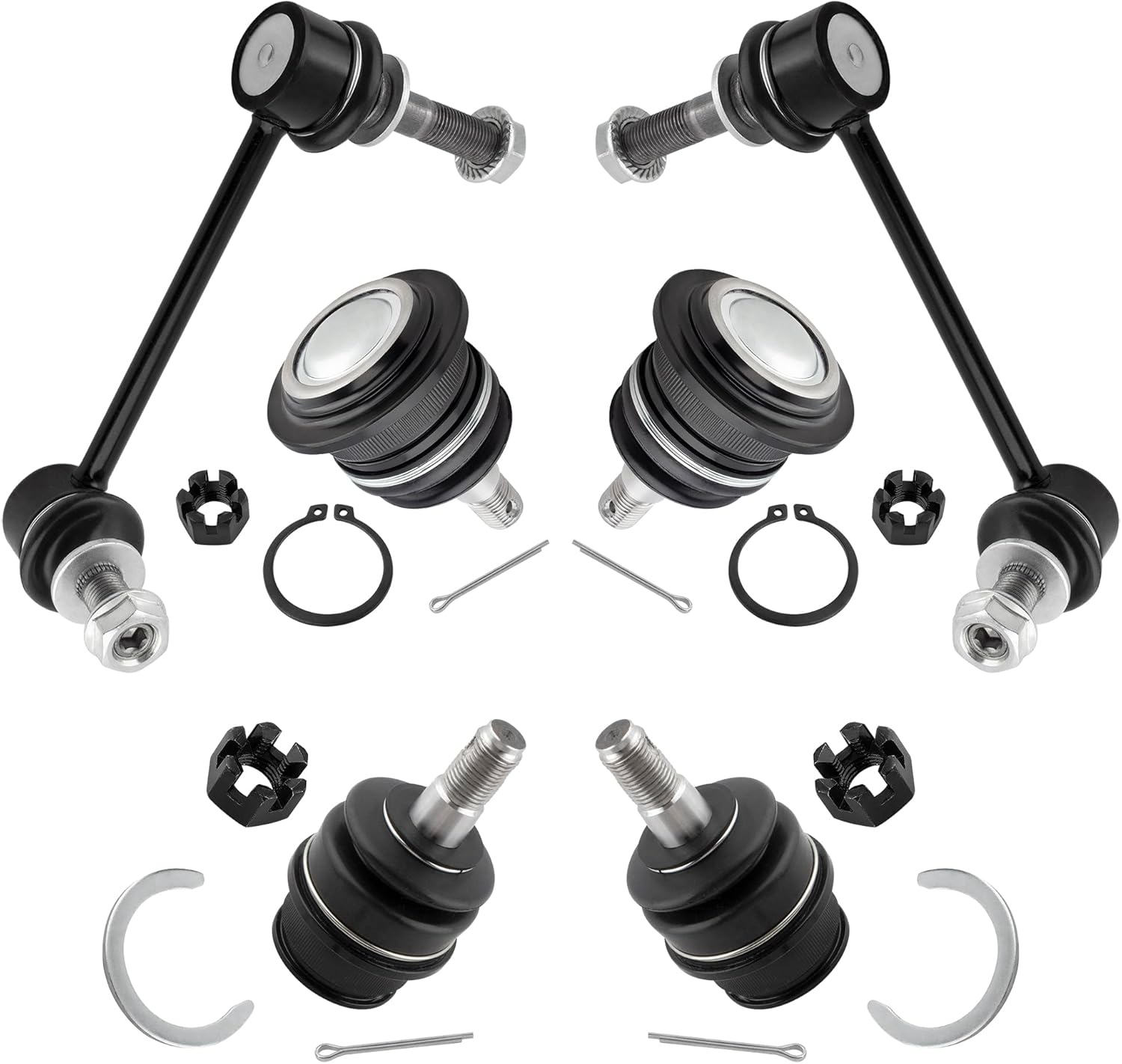 6Pcs Front Upper Lower Ball Joints + Sway Bar End Link Fit For Lexus GX470 2003, GX470 2004-2009, For Toyota 4Runner 2003-2018, For Toyota FJ Cruiser 2007-2014 K90677 K90683 K500017 K500018