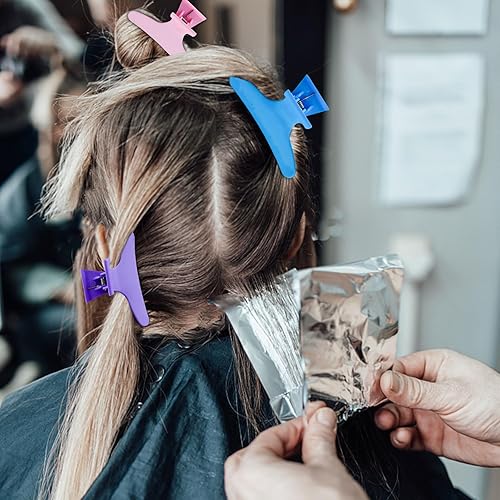 Vista 47 de Pinzas para el cabello para seccionar, paquete de 12 pinzas de mariposa negras y blancas, pinzas para el cabello Pro Salon para peinar, seccionar