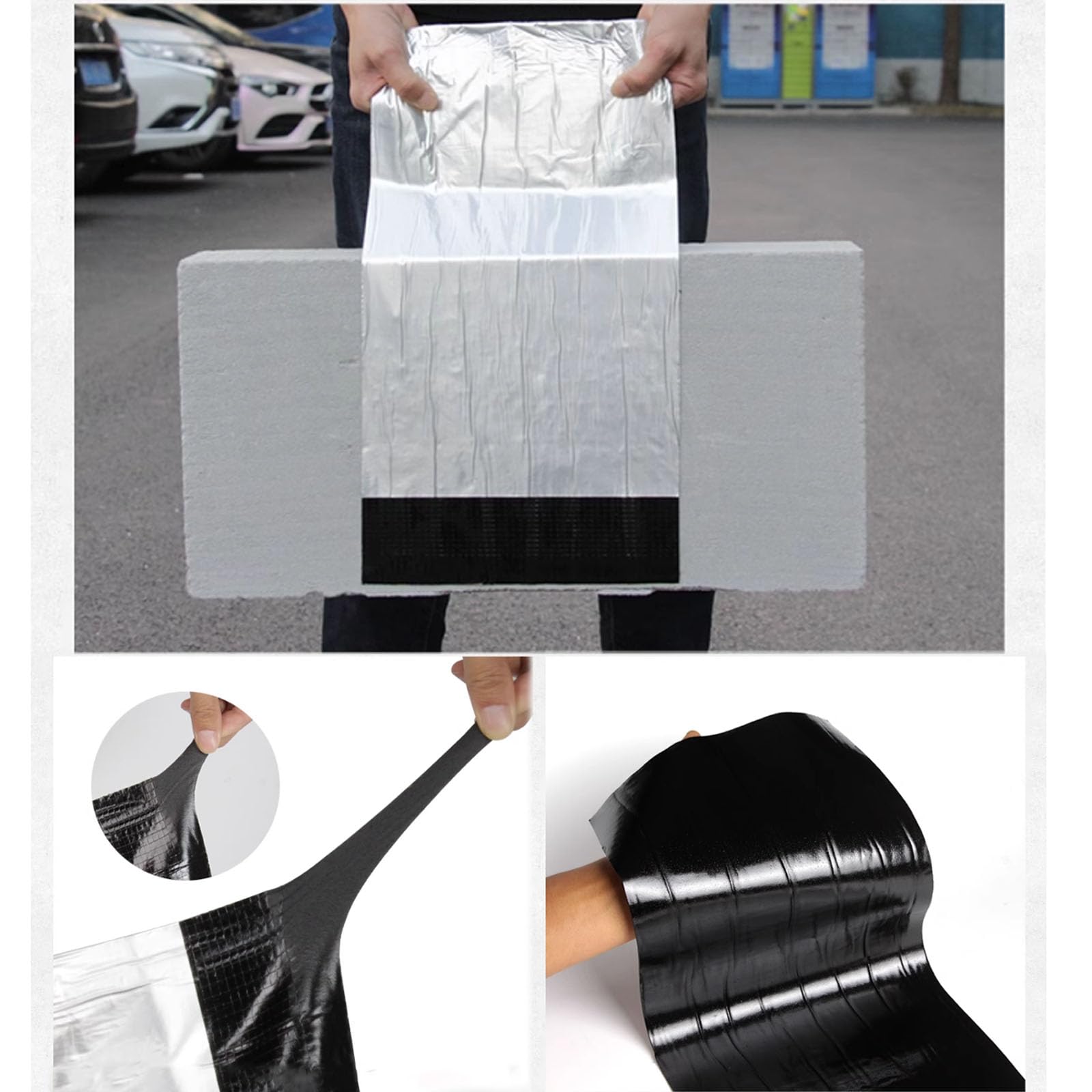 Cinta de Sellado en Rollo, Membrana Impermeable, Cinta de Parche autoadhesiva de Asfalto Modificado, Aislamiento térmico, lámina de Aluminio para Reparar Grietas, canalones y aguje