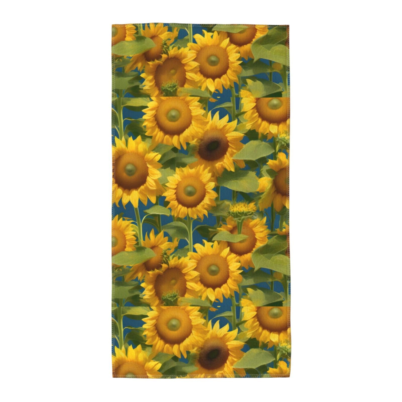 Summer Sunflower Print Towel, Towels Thick Face Towels Fast Drying Washcloth For Bath, Spa, Gym