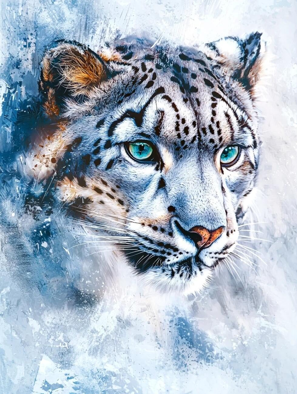 Henypt Cross Stitch Kits for Adults Watercolor Leopard Animal DIY Needlepoint Set for Beginners The Elderly with Accessories Home Wall Decoration 14CT 80x100cm