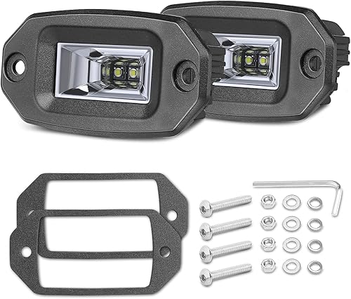Miniatura 8 de Niwaker - Cápsulas LED de montaje empotrado, color ámbar, 4 pulgadas, 40 W, luces antiniebla LED amarillas, luces de conducción todoterreno, barra