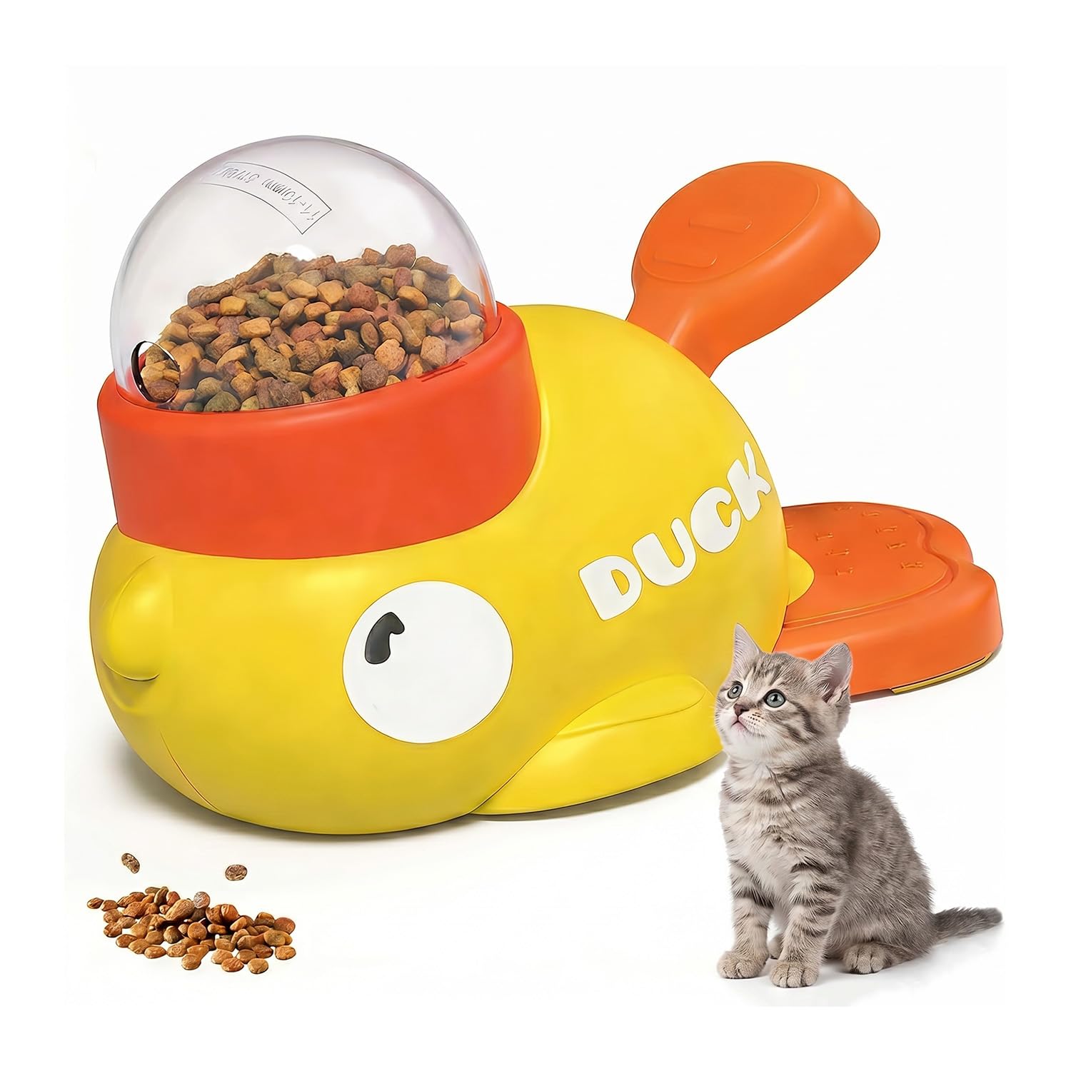 Pawbabas Interactive Treat Dispenser Toy, Duck Shape 2-in-1 Slow Feeder for Dogs & Cats, Food Dispensing Puzzle Toy for Me...