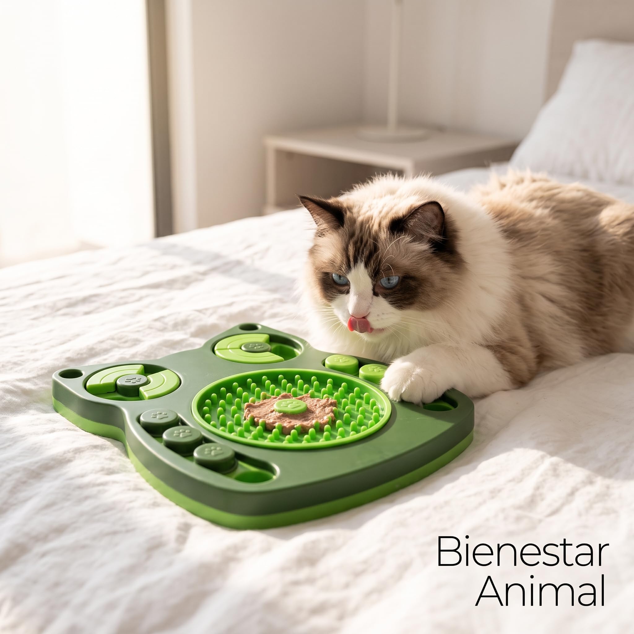 Gamelle lente interactive pour chiens et chats type puzzle - Distributeur de friandises et friandises à lécher, tapis en silicone antidérapant et anti-stress, base imperméable IPX5 solide