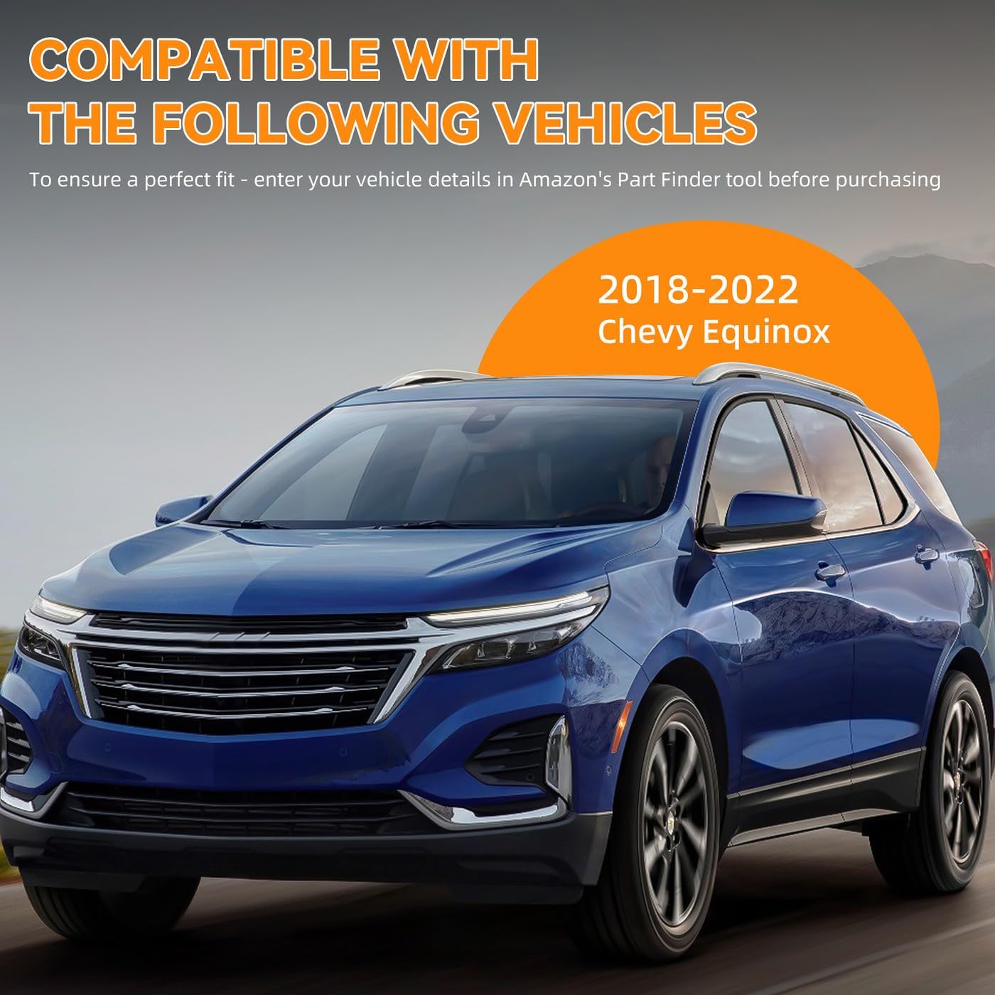 Deal 4-Piece Set Outside Mount Tape On/Clip On Type Smoke Tinted Sun/Rain Guard Vent Window Visors with Chrome Trim Compatible with 2018-2022 Equinox