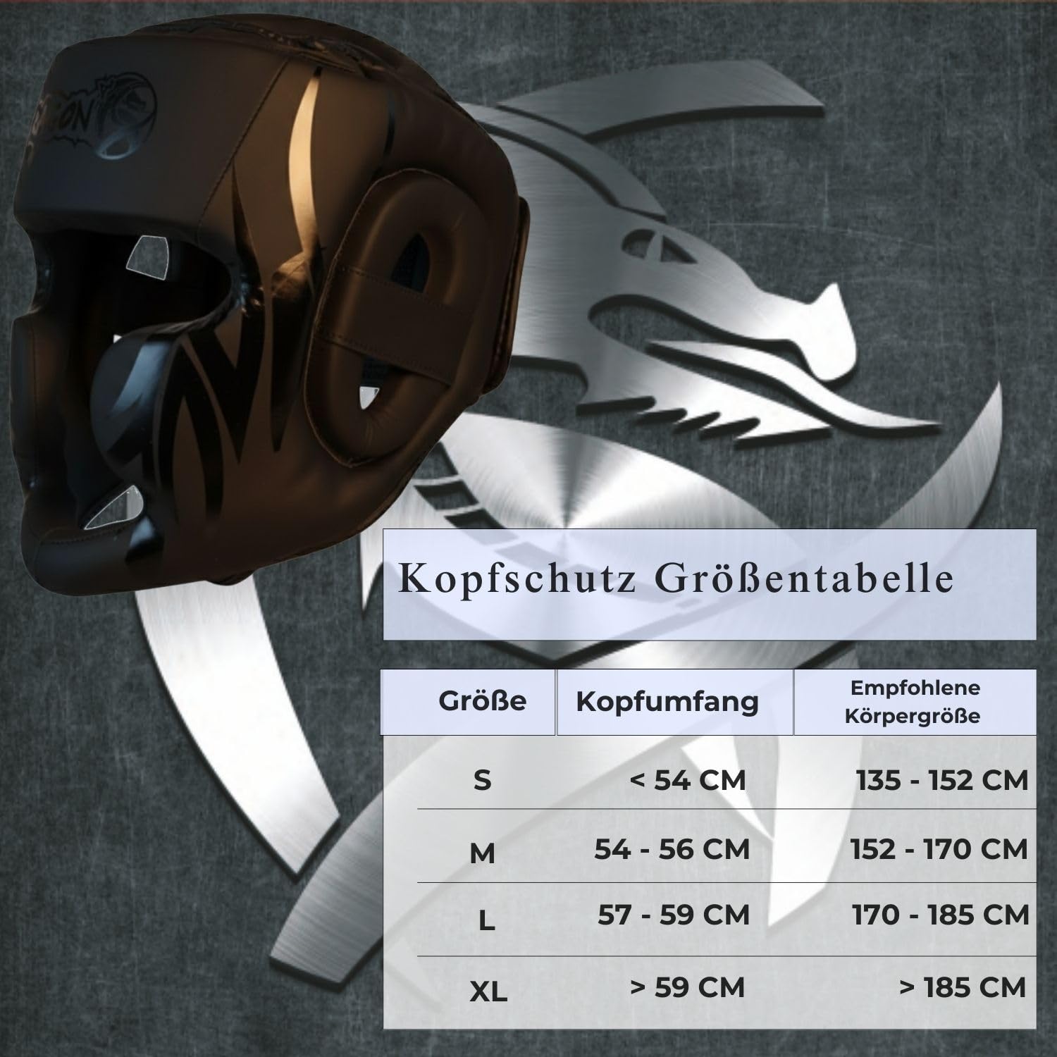 Dragon do 11749-P Mamba Kopfschutz für Kickboxen, Boxen & MMA - Hochwertiger Kampfsport Kopfschützer aus Kunstleder - Verstellbarer Gesichtsschutz für Sparring, Muay Thai, Karate - Unisex