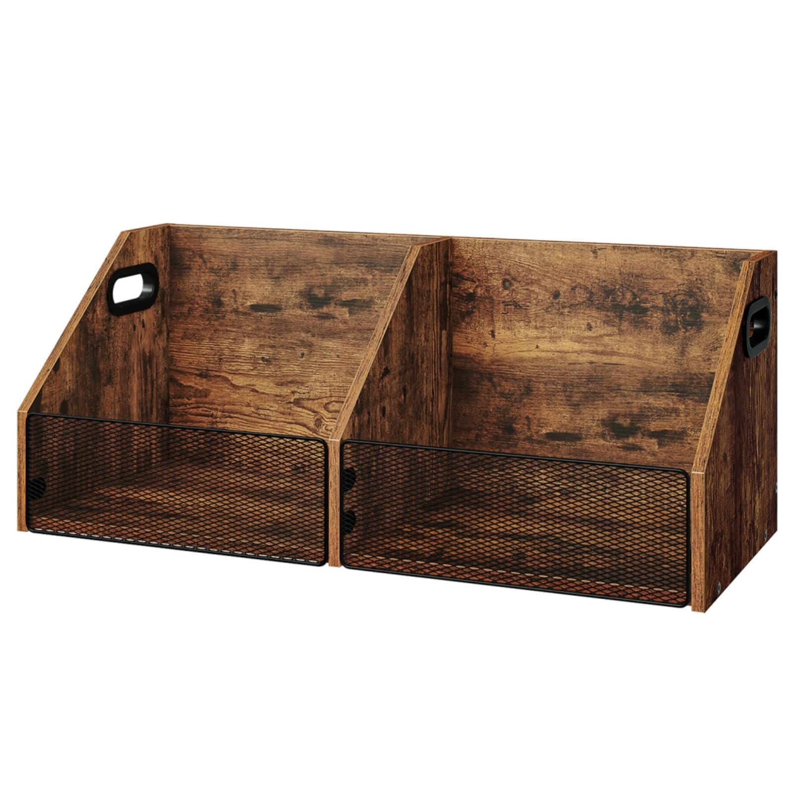 CHOEZON TCW20BF - Almacenamiento de discos de vinilo de doble compartimento de 27.6 pulgadas con organizador de archivos de malla de metal, caja de almacenamiento para álbumes de fotos, álbumes de