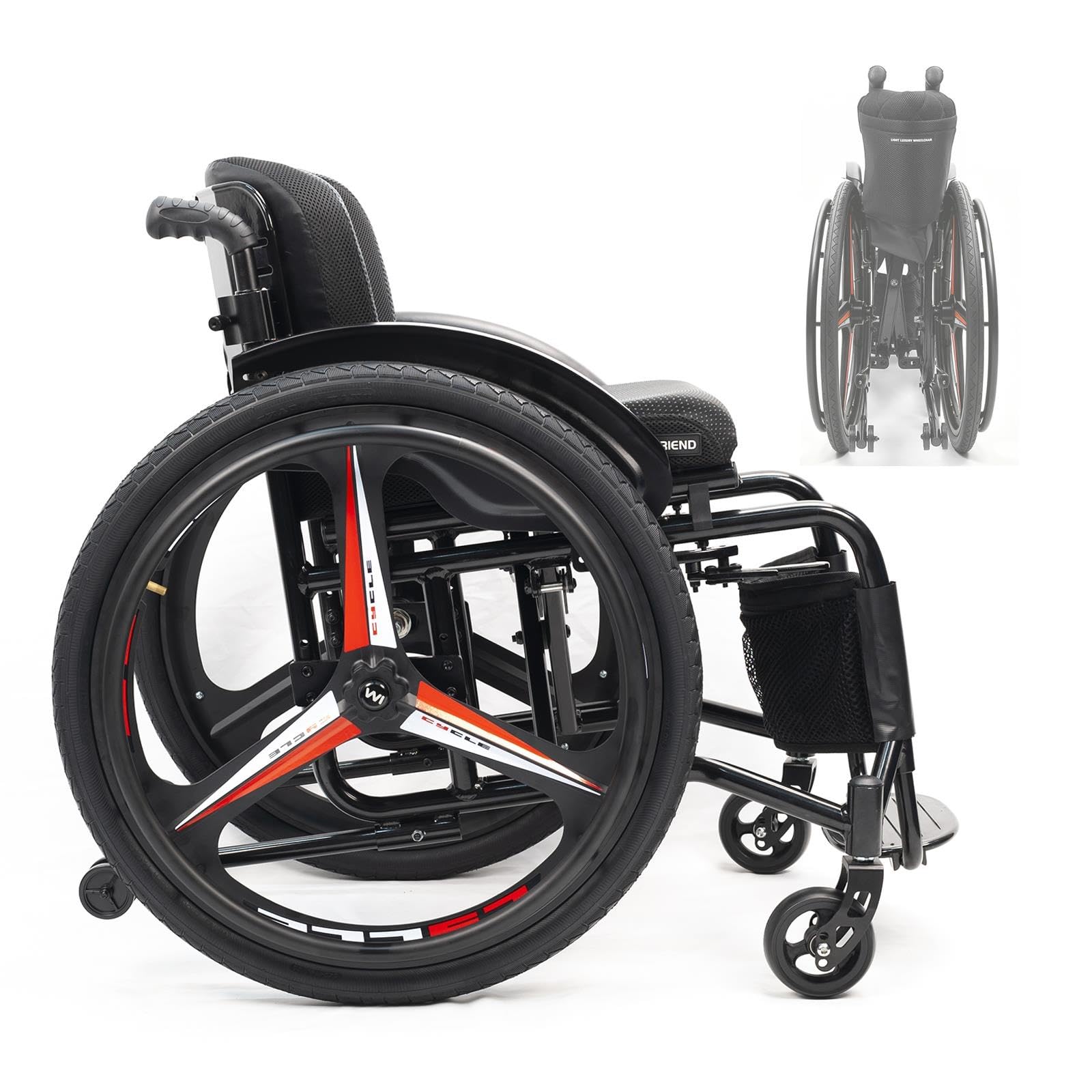 Sedia a rotelle sportiva leggera per tutti i terreni