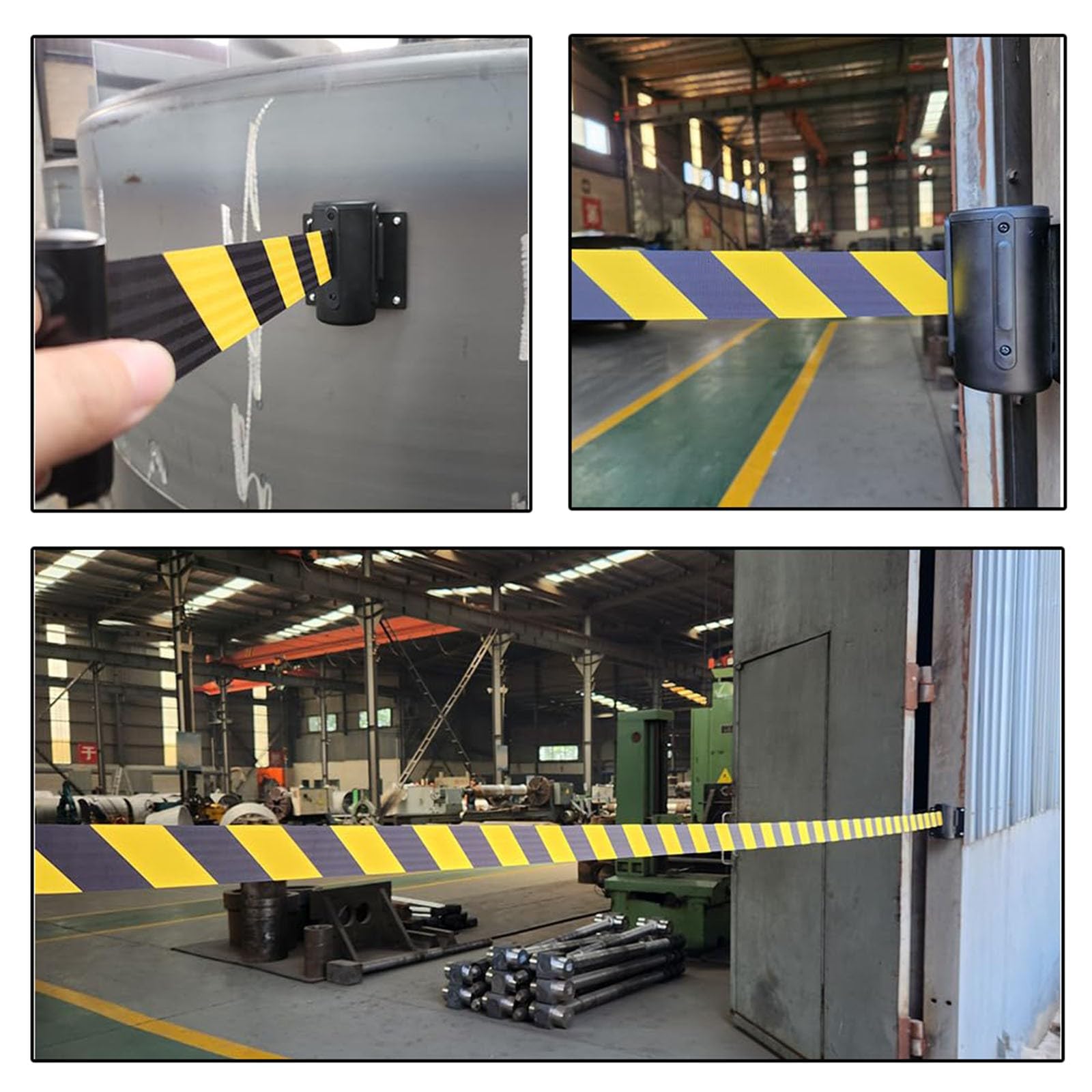 CAIFEXUE Wall Mount Queue Belt Barrier, 2/3/5/10M Queuing Safety Tape Cordon, with Mounting Accessories and Stainless Steel Housing/a/5M(16.4Ft)