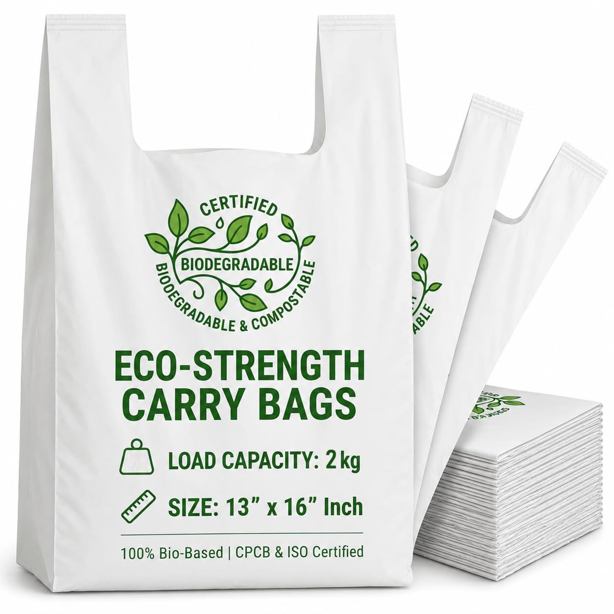 KRUM Cornstarch Bags White (13X16, 100) | Cornstarch Material, Biodegradable, Compostable-image-17