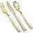 Supernal 360pcs Plastic Gold Silverware,Cutlery,Disposable Utensils,120 Plastic Knives,120 Gold Forks,120 Disposable Spoons,Perfect for Birthday,Party,Wedding