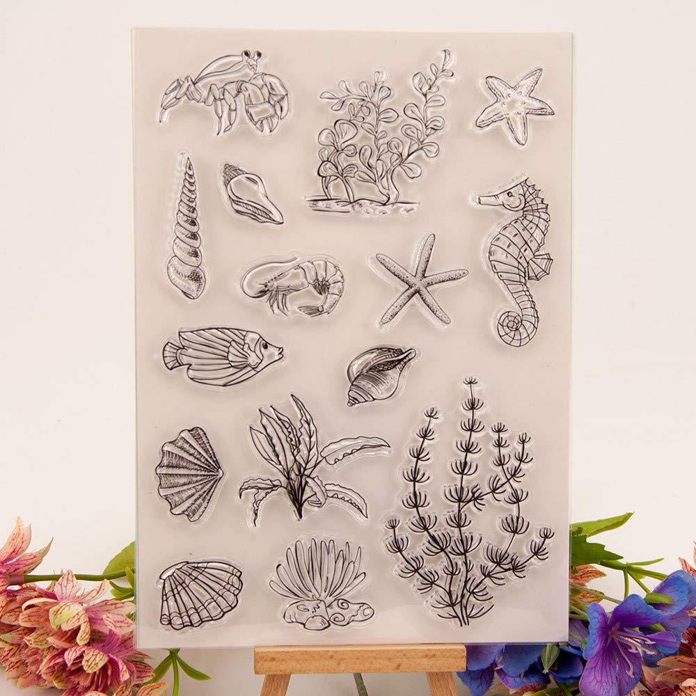 Morze przezroczyste stemple metalowe matryce do cięcia silikonowe tłoczenie szablon do tworzenia kart DIY scrapbooking konik morski muszla dno morskie