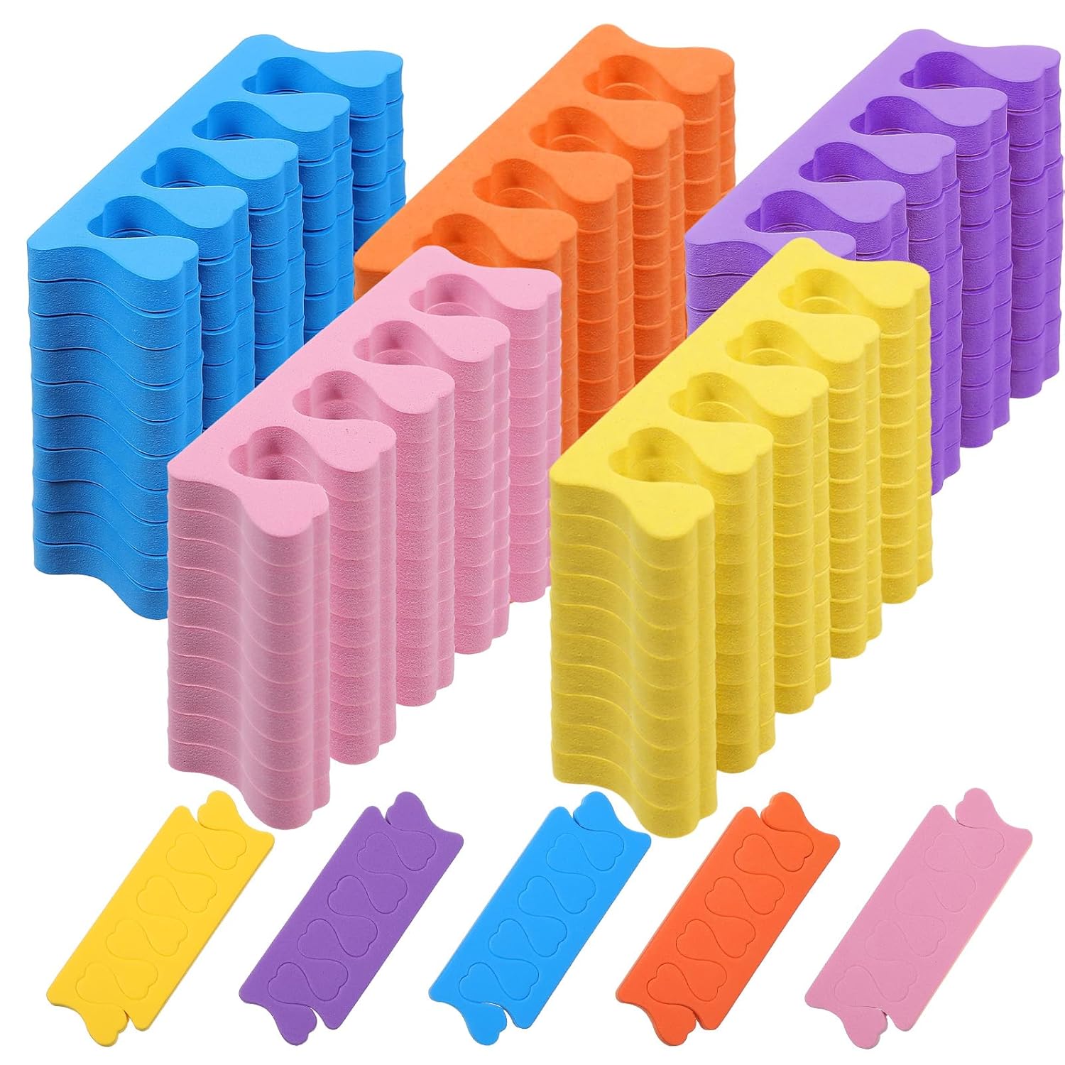 500 Pcs (250 Pairs) Toe Separators Pedicure Tool Kit Soft Toe Spacers for Pedicures Spreaders Finger Dividers for Women Men Feet Nail Toenails Art Painting Polish Spa(Multicolors)