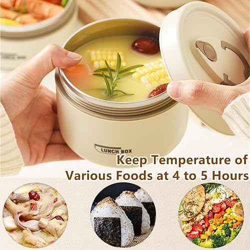 Miniatura 3 de Juego de contenedores de almuerzo portátiles aislados, 234 niveles de acero inoxidable 304, apilables, recipientes térmicos con bolsa de almuerzo