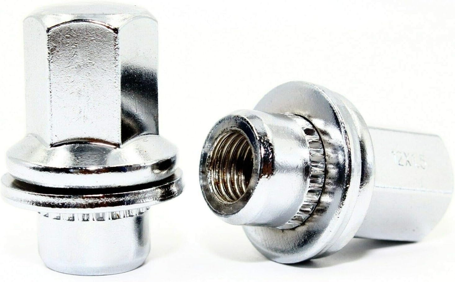 Set of 20 Veritek 12x1.5mm 1.65 Inch Overall Length 3/4 19mm Hex Mag Seat w/Washer Chrome Lug Nuts for Jaguar Factory Wheels C2C35294010