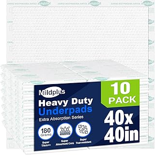 Heavy Duty Underpads 40x40 Inch - 180 Gram Absorbent Disposable Bed Pads, Leakproof Waterproof Protection for Incontinence, Elderly Care, Pets & Postpartum (10 Count, Discreet Packaging)