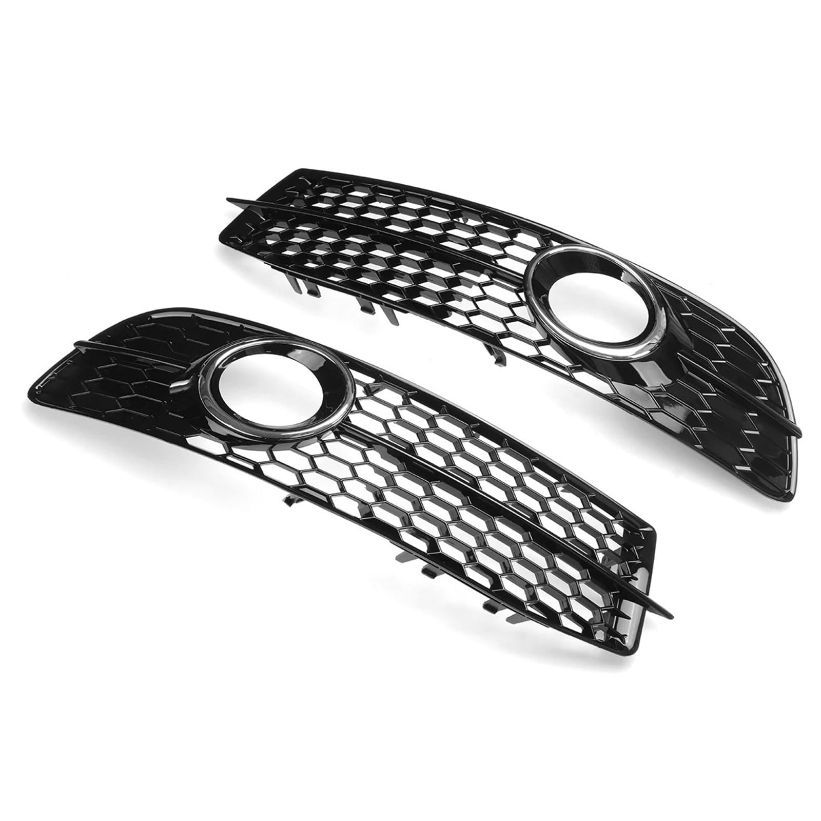 Griglia anteriore compatibile con Audi A6 C6 S-line S-Facelifted 2008-2011 Paraurti anteriore Fendinebbia Griglia di copertura della lampada a nido d'ape 4F0807681Q01C(Chrome Silver)