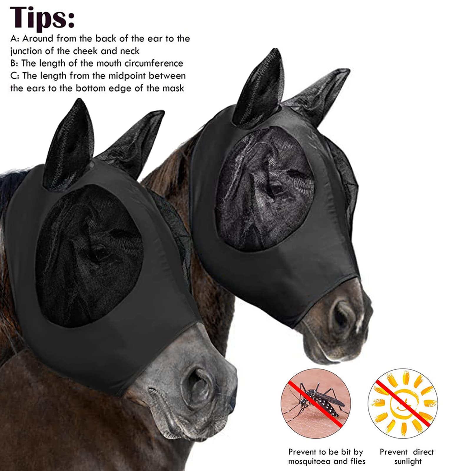 Maschera Anti Mosche Per Cavalli Con Paraorecchie - Protezione UV E Insetti - Foto 6