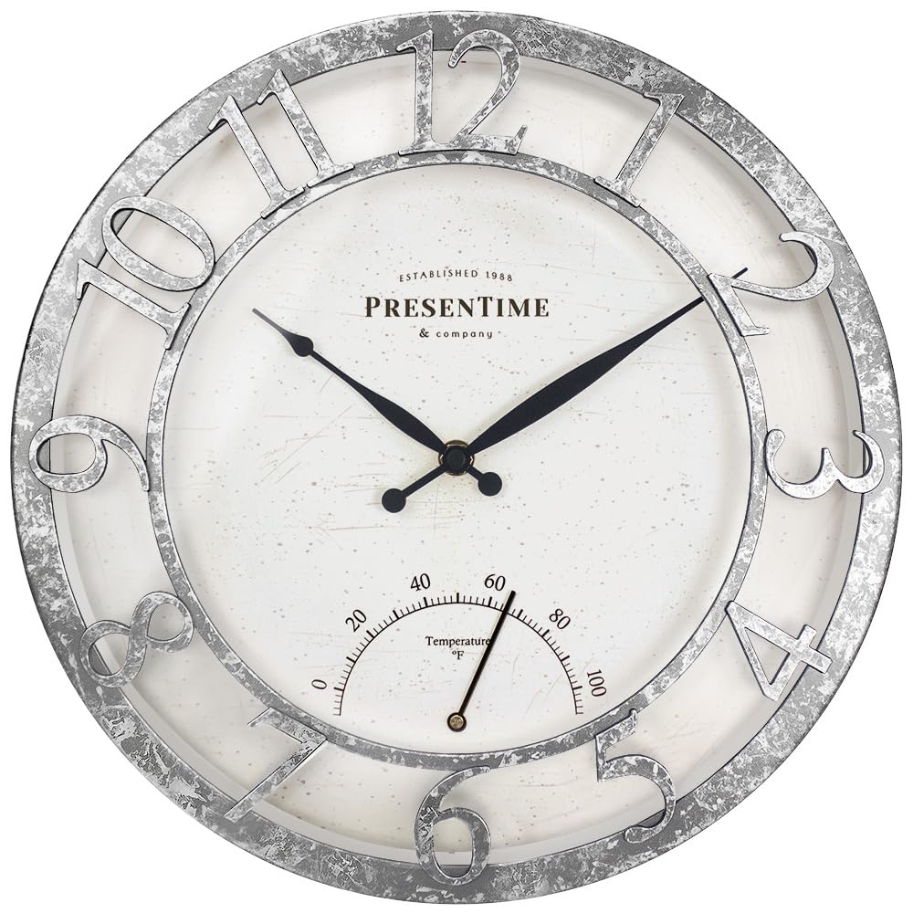 Horloge murale d'extérieur étanche avec thermomètre pour le jardin