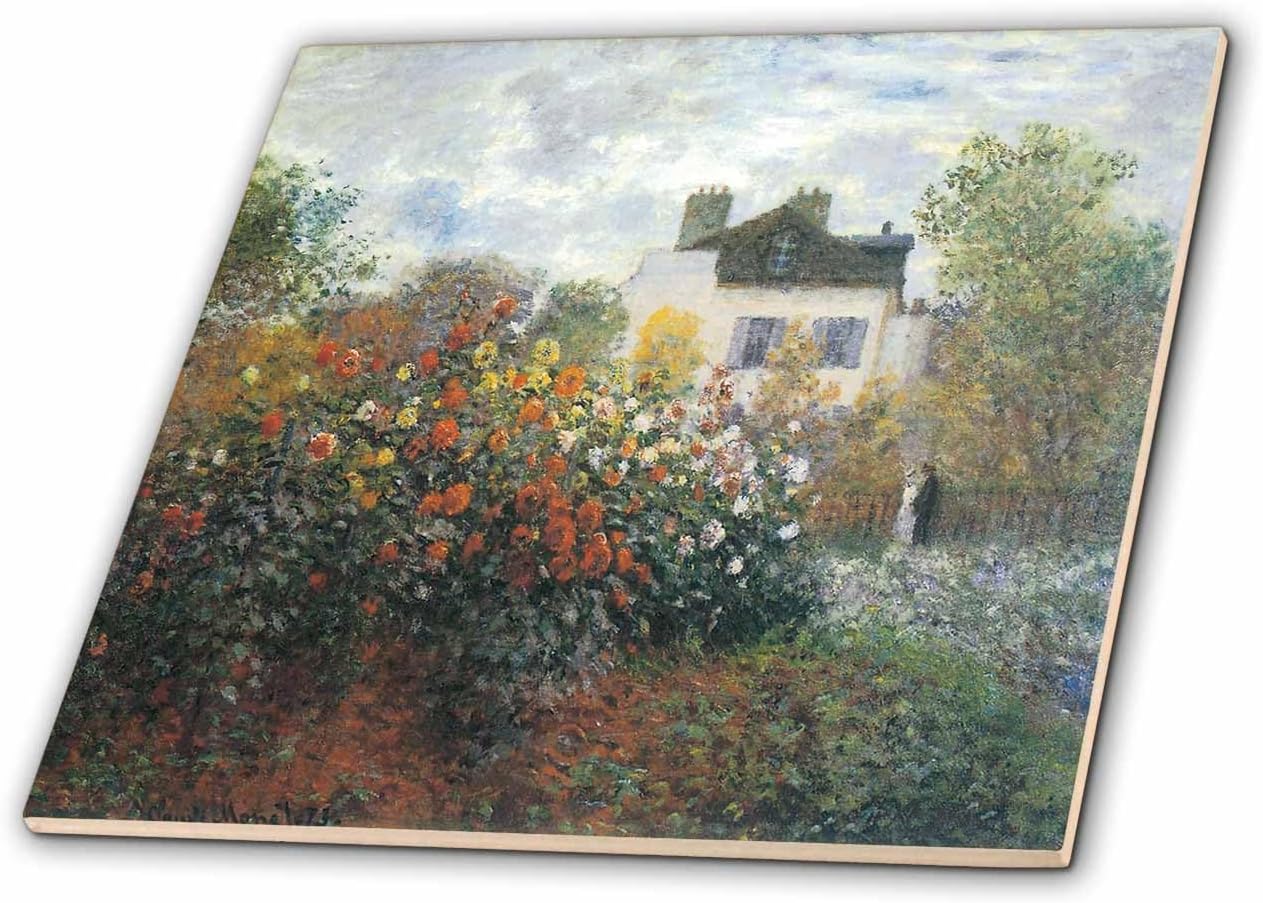 3dRose Monets Garden at Argenteuil by Claude Monet, 1873 4 Inch Ceramic Tile