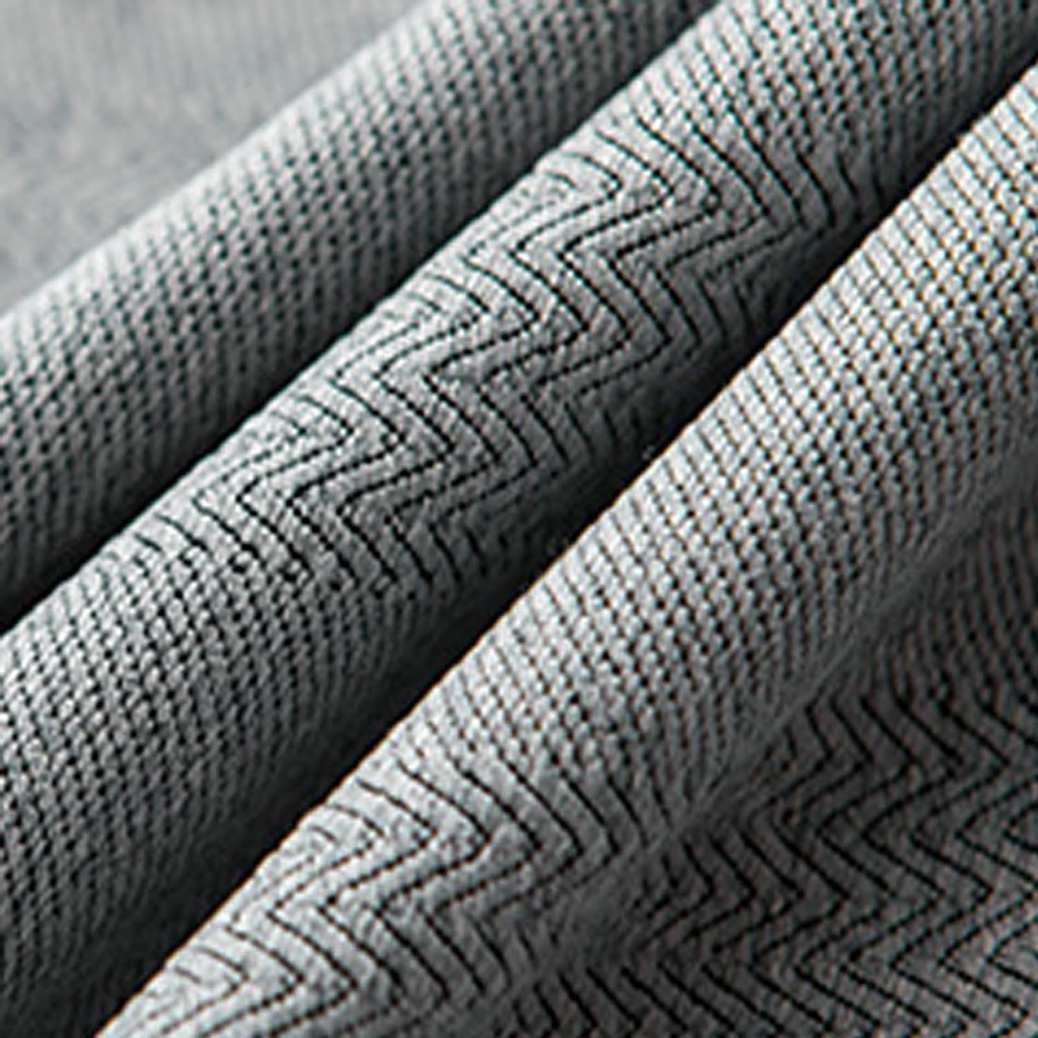 Daesar Window Curtains Blackout 2 Panels Set, Polyester Hook Darkening Curtains 42" W x 62" H Drapes Solid Color Wave Texture Grey Blackout Curtains for Bedroom Living Room