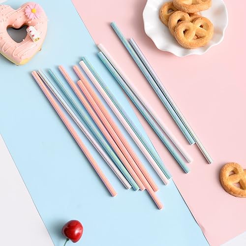 Miniatura 6 de YAOSHENG Pajitas de papel iridiscente, paquete de 100 unidades para suministros de fiesta, cumpleaños, boda, noviababy shower, jugo, batidos, batidos
