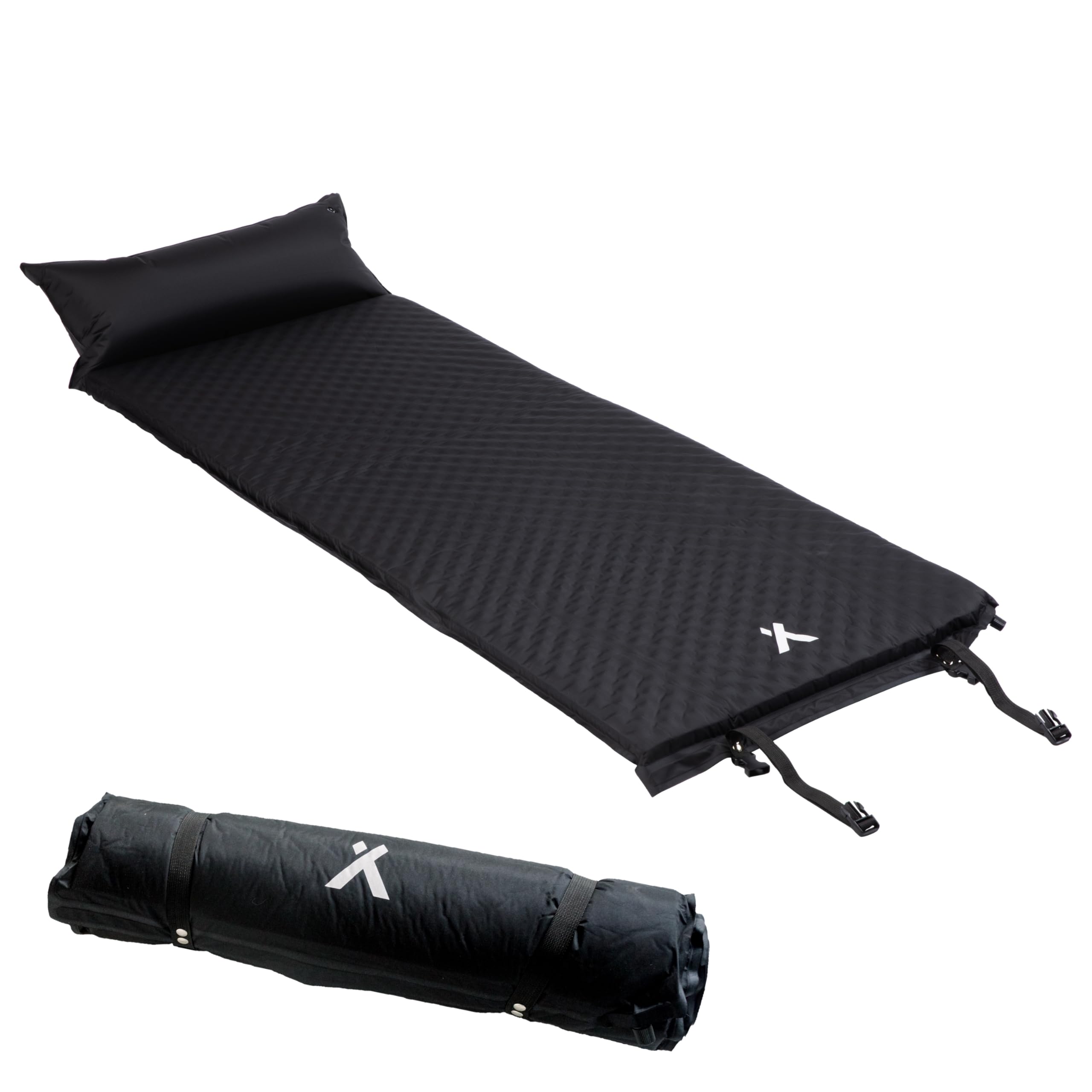 I LITTON Blue Self-Inflating Sleeping Camping Mat With Built-In Pillow