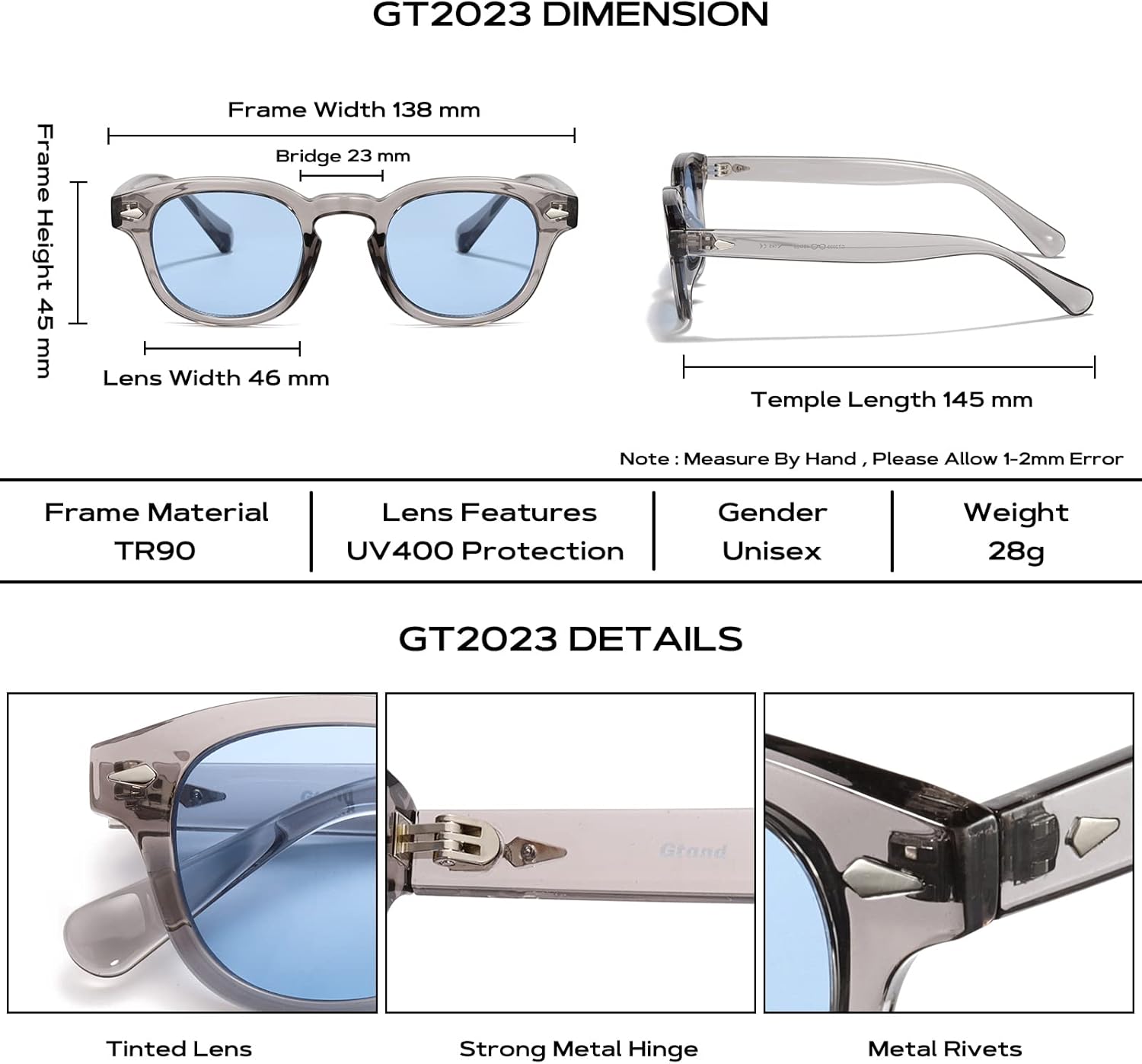 Gtand Unisex Vintage Retro Round Style Tinted Sunglasses For Men Women Fashion Circle Sun Glasses 46mm - Image 5