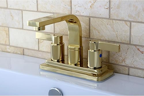 Miniatura 3 de Kingston Brass KB8462NDL NuvoFusion - Grifo de baño central de 4 pulgadas, 4-3/4 pulgadas en alcance de boquilla, latón pulido Latón