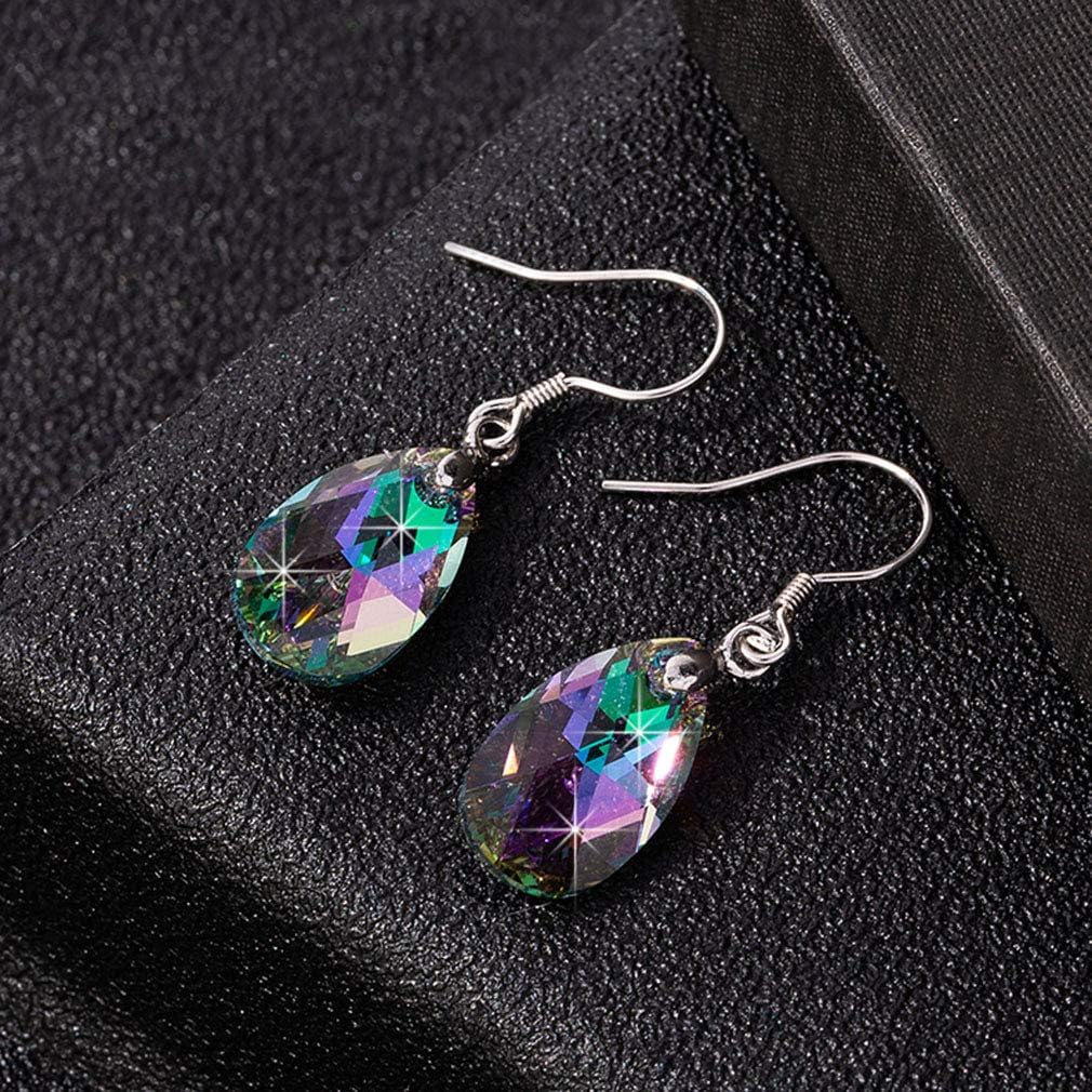 Teardrop Austrian Crystal Drop Dangle Earrings for Women 925 Sterling Silver Hook Hypoallergenic Jewelry - Image 3