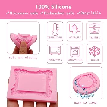Silicone Picture Frame Molds for Fondant Resin Clay Chocolate