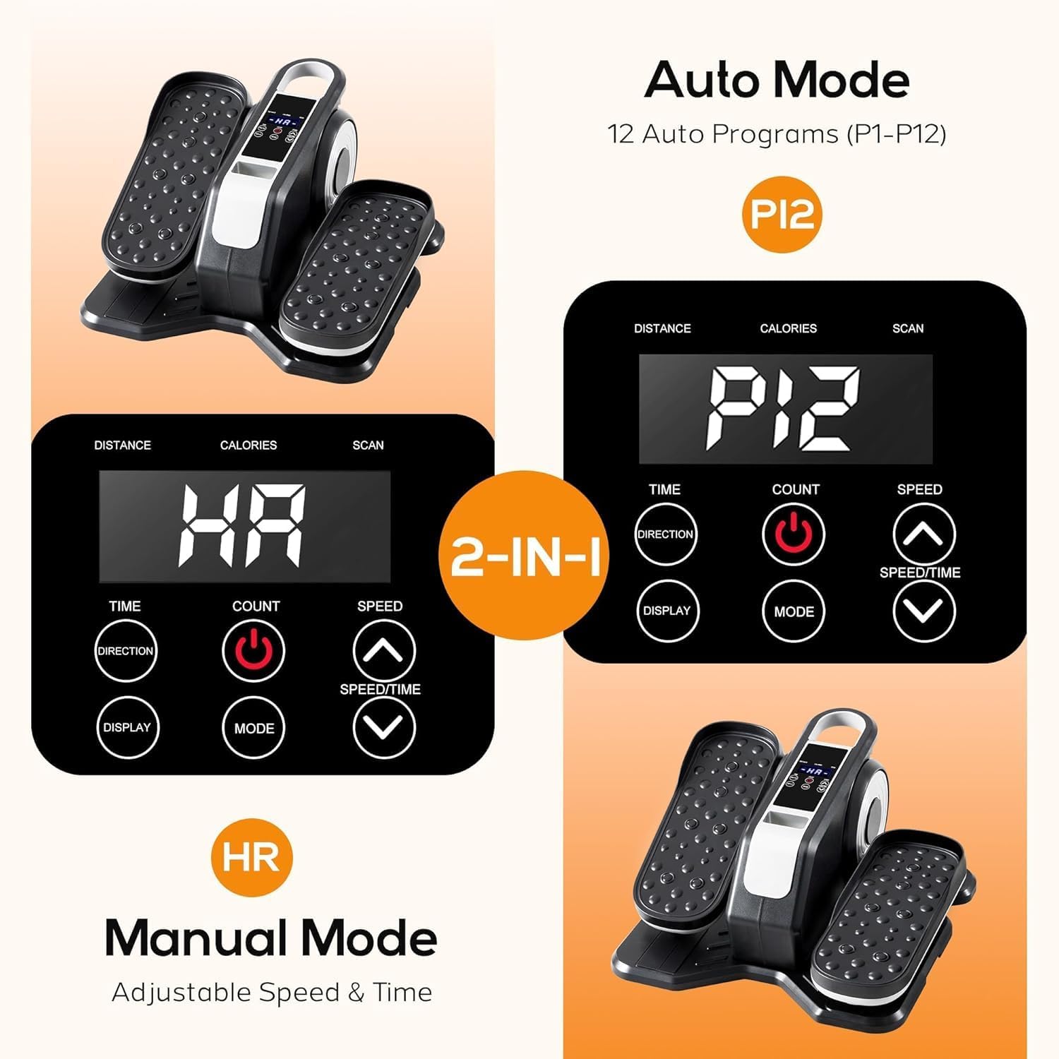 NEWBULIG Under Desk Elliptical Machine, Ellipse Leg Exerciser As Seen On TV with Remote Control, 12 Adjustable Speeds