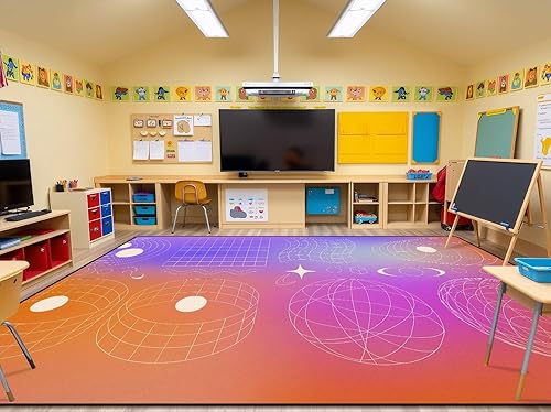 Miniatura 6 de 10x14 Area Rugs for Living Room Cyber Retro Grid Elements Wireframe Geometric Shapes Outline Forms Washable Large Area Rug for Bedroom Non Slip