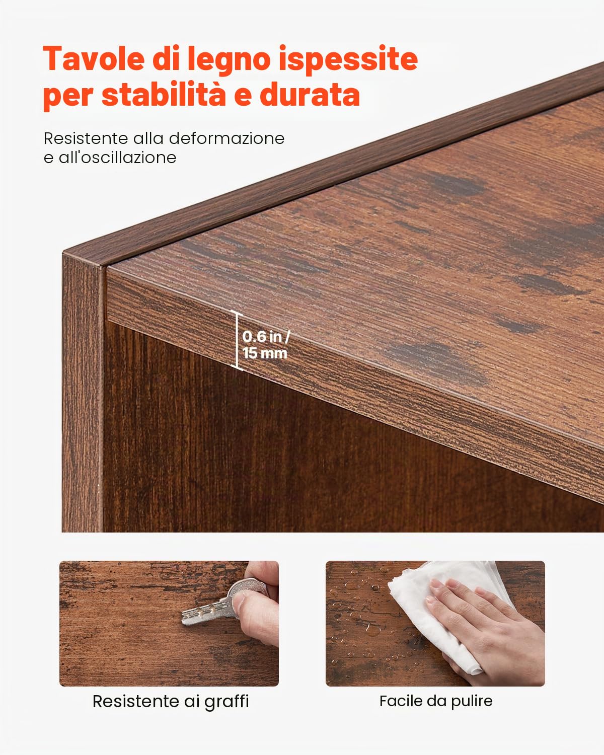 VEVOR Libreria Sottile a 5 Ripiani, Libreria Aperta in Legno 134,5 cm con Ripiano Regolabile in Altezza, Espositore da Pavimento Alto Autoportante, Scaffale per Biblioteca, Soggiorno, Ufficio, Marrone