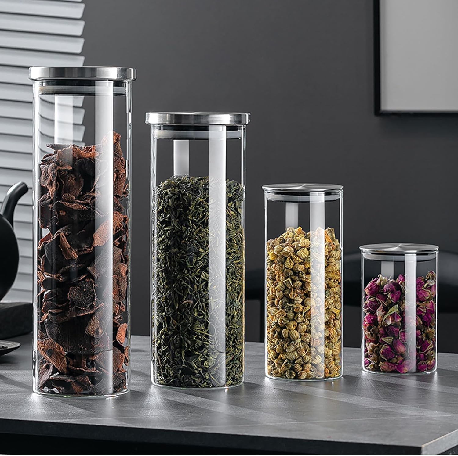 2 Pack Food Storage Glass Containers with Airtight Lids Clear Mason Jars Pantry Organizers for Snacks Cereals Nuts Coffee Bean (300ml)