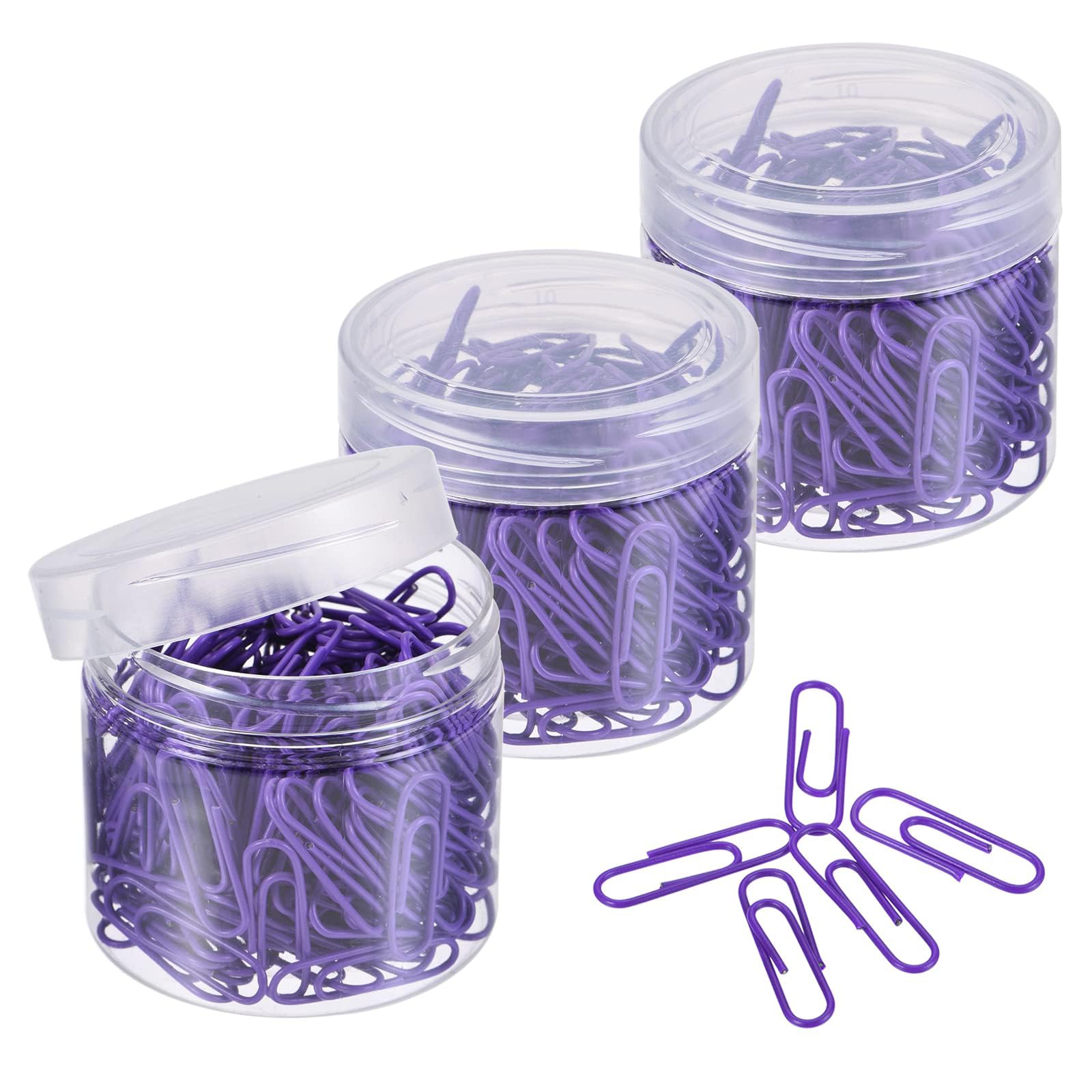 TA-VIGOR 600Pcs Paper Clips Small Size, 28mm Durable and Rustproof Paper Clip, Vinyl Coated to Prevent Tearing Pages with Box for Organize Office Home, Purple