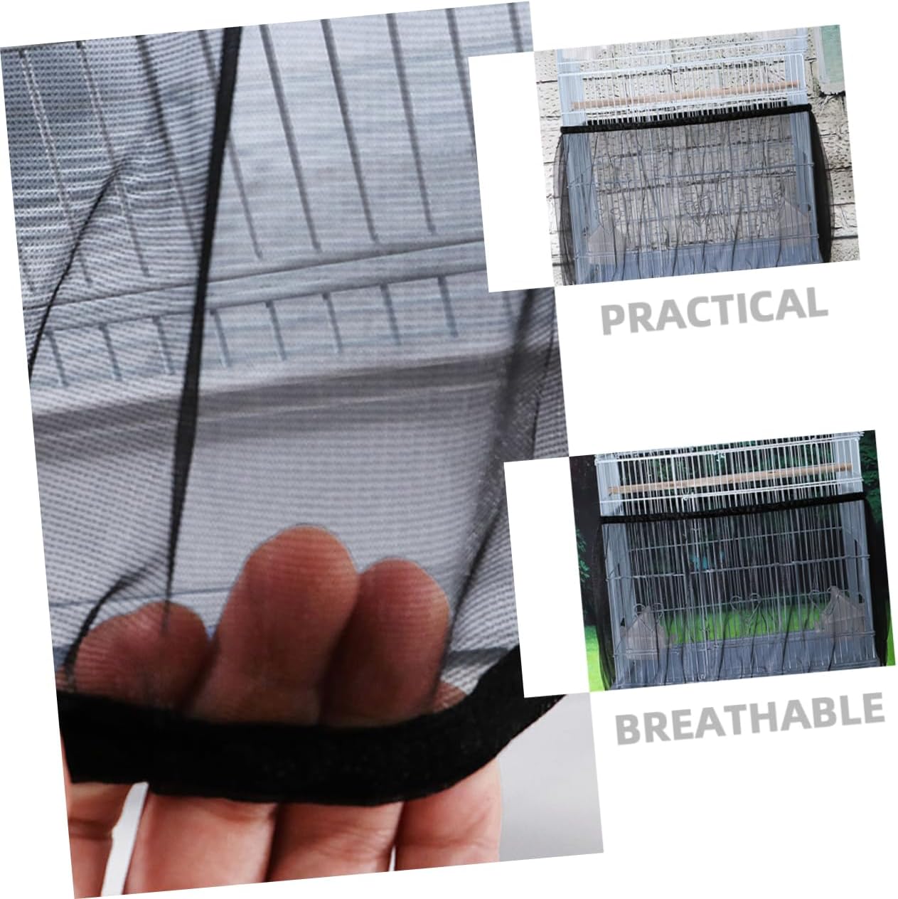 Totority Bird Cage Cover Durable Mesh Net Protector for Parakeets Parrots Food Indoor Birdcage Shield Height Circumference