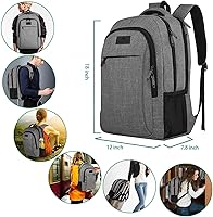 Vista 3 de MATEIN - Mochila de viaje para laptop, mochila empresarial antirrobo, delgada, resistente, puerto de carga USB, impermeable, para universidad o Gris