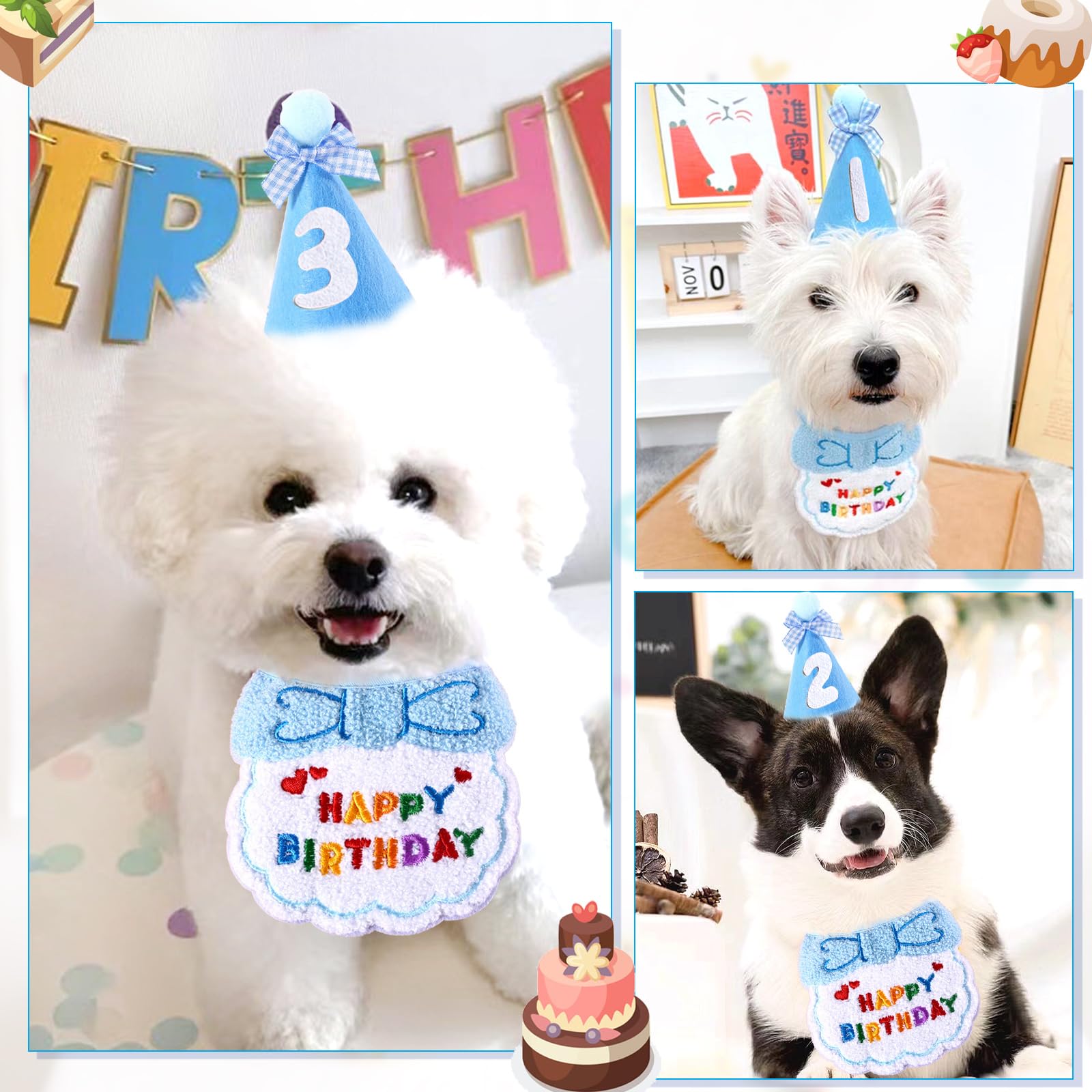 Amazon | 犬 誕生日 帽子 犬 猫用 誕生日グッズ 誕生日帽子 3点セット