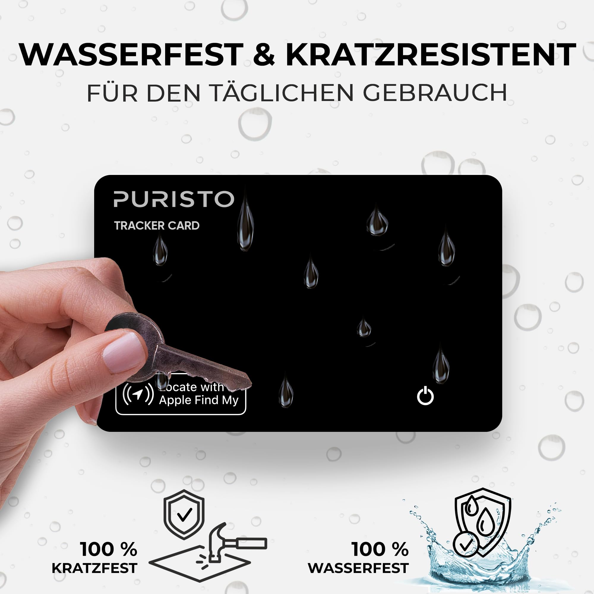 Wallet Tracker Karte Wireless - Apple AirTag Pendant im Kartenformat | 3-in-1 mit RFID Blocker und Lost & Found Service | Wiederaufladbar, dünn | Apple Wo ist? | AirTag Tracker Karte