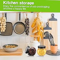 Vista 4 de Tradder 24 tarros de plástico para dulces con tapas de 8.5 onzas de boca ancha, recipientes para dulces a granel para galletas, bufé, café, fiesta