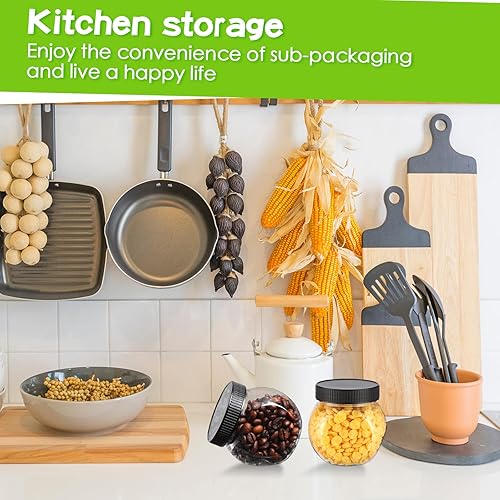 Miniatura 4 de Tradder 24 tarros de plástico para dulces con tapas de 8.5 onzas de boca ancha, recipientes para dulces a granel para galletas, bufé, café, fiesta,