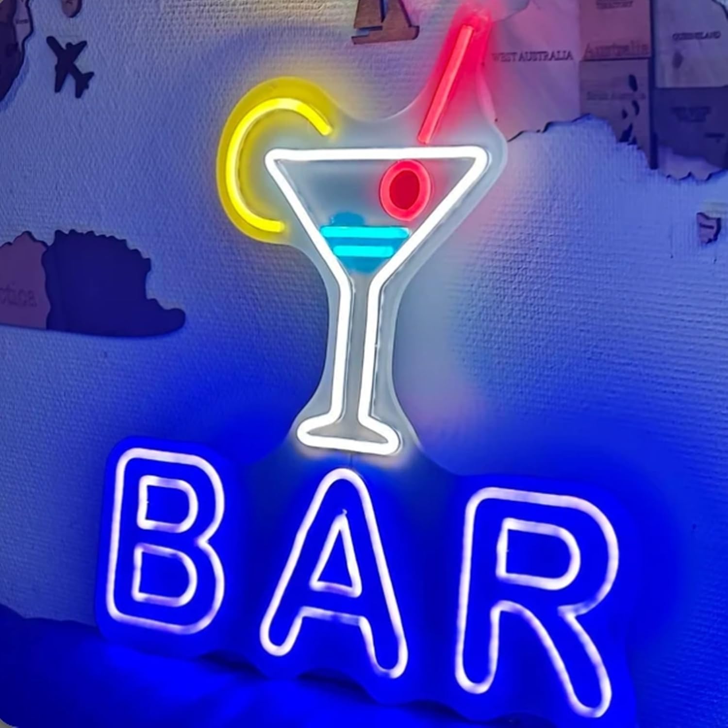 Acrylic Neon Sign for Wall or Window Background Decor,LED Dimmable Bar Neon Decorative Cocktails Light for Home Pub Office Bar Studio Art,Man Cave Birthday Party Gifts