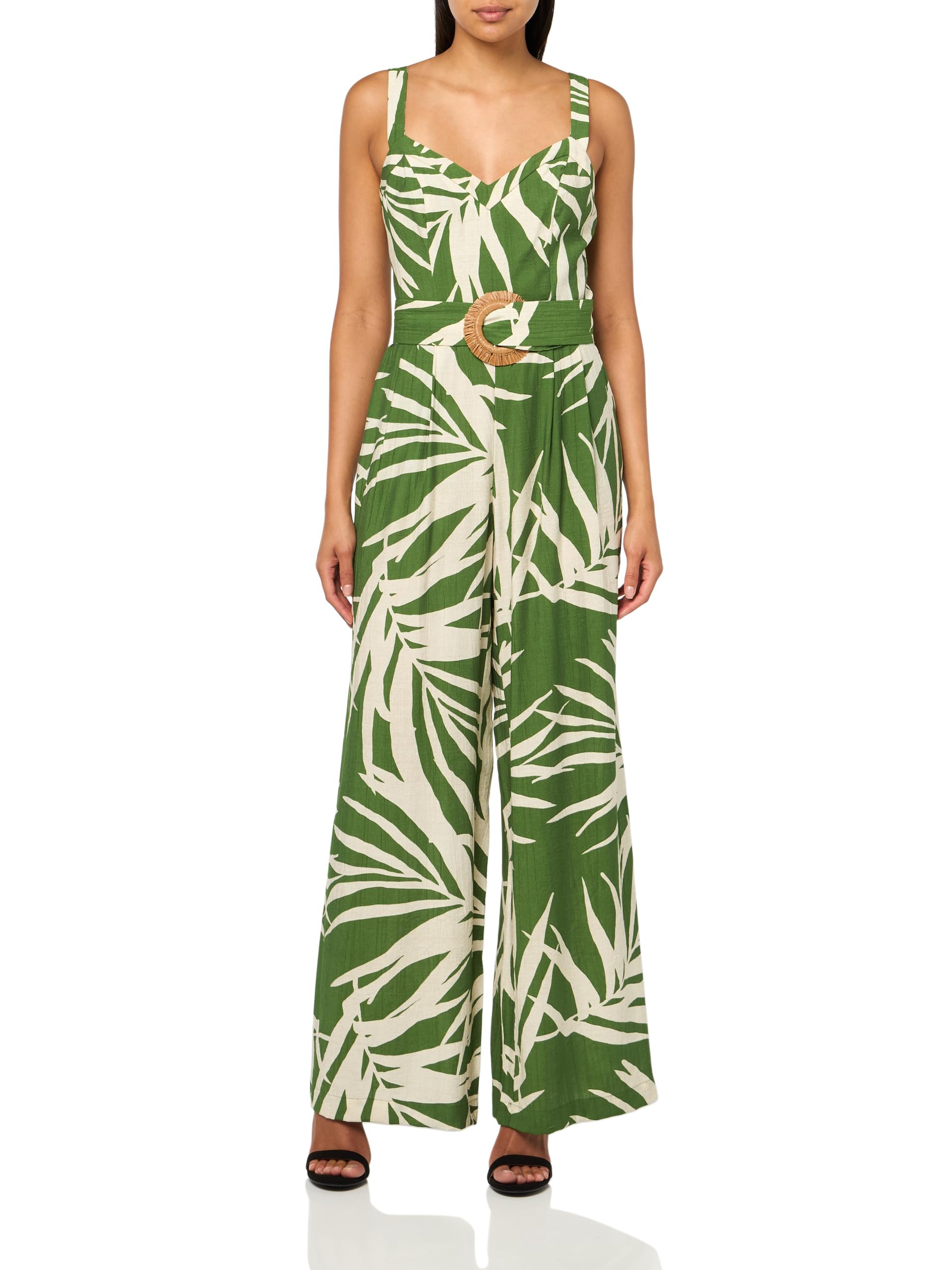 Adrianna Papell Women's Green/Ivory Printed Jumpsuit, 10