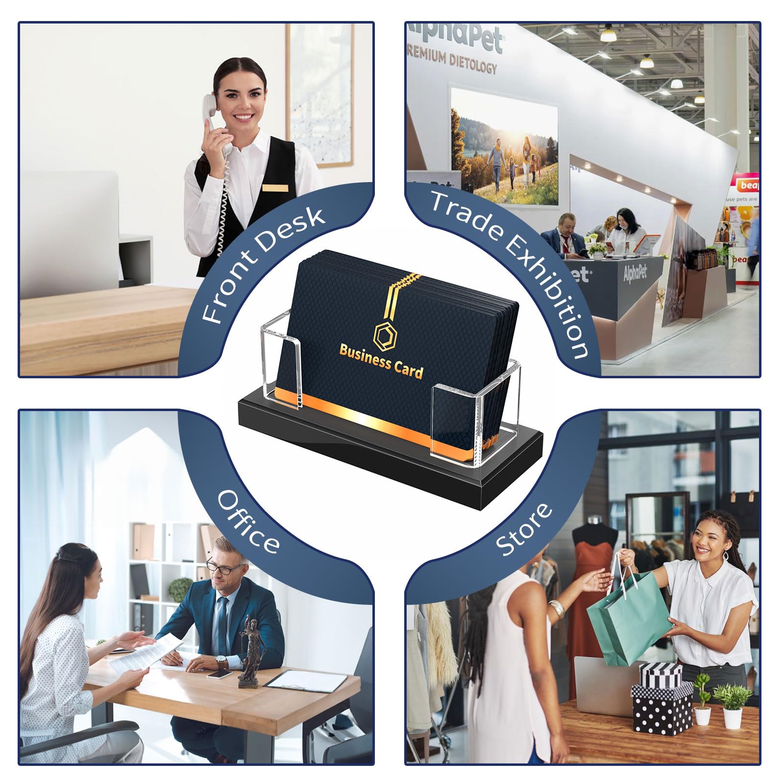NIUBEE Soporte acrílico para tarjetas de visita, soporte de plástico transparente para escritorio, organizador de tarjetas de regalo para oficina, 6 piezas